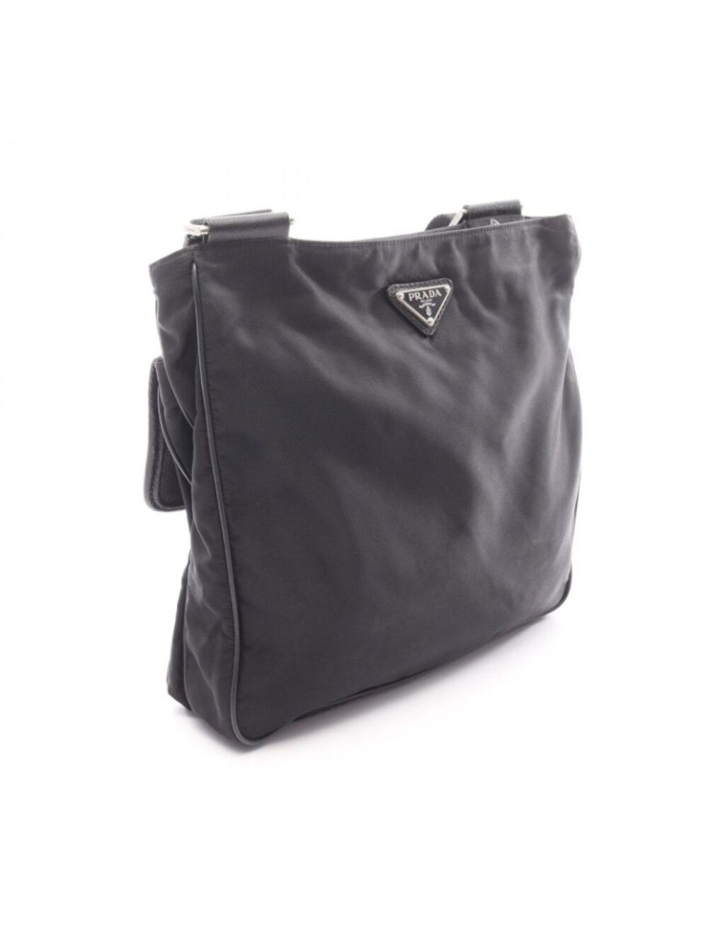 Prada Shoulder Bag Viaggio Black Nylon Saffiano Leather Triangle Logo Messenger - Picture 2 of 13